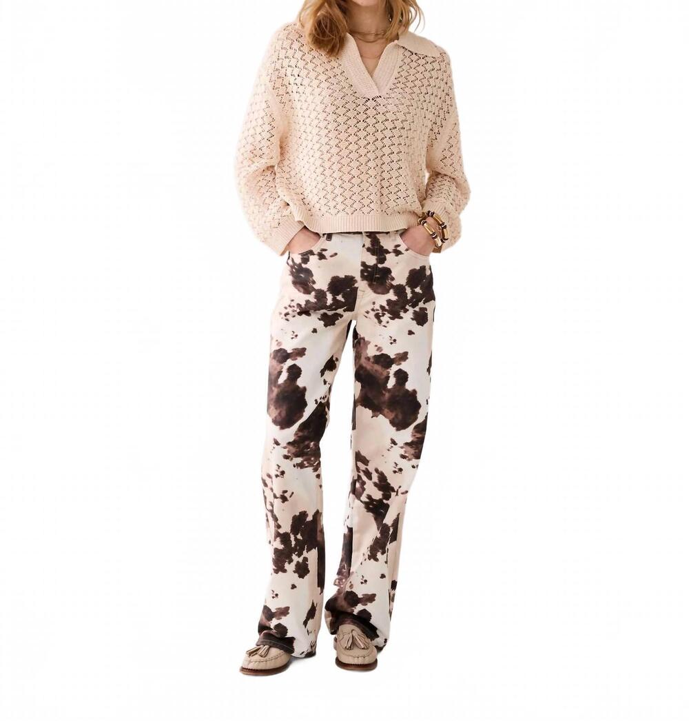 NEW SUMMUM women's baggy straight leg trousers in cow print